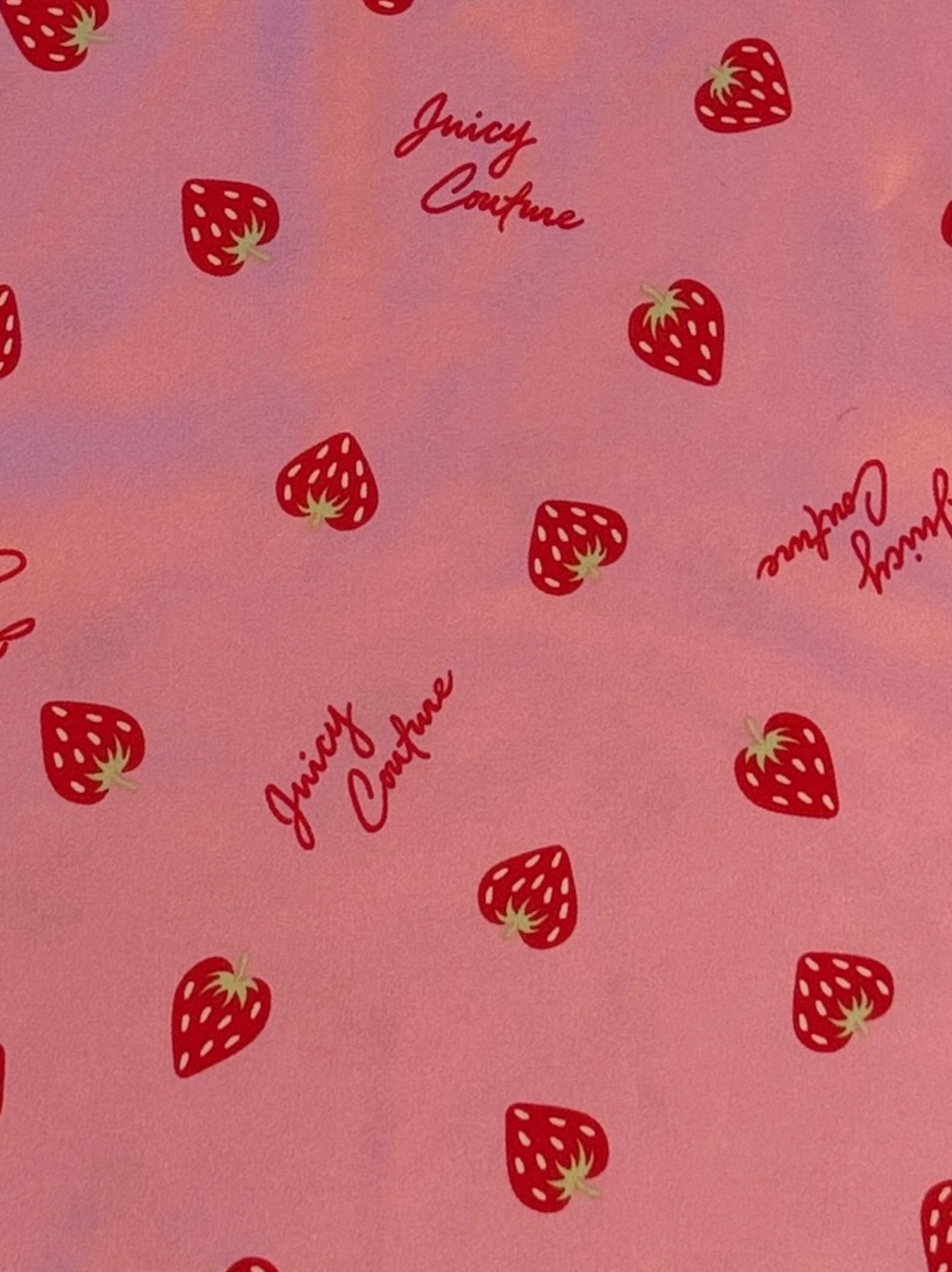 Juicy Couture Strawberry Satin Pajama Set Pink Cami Shorts Lounge Set - Picture 2 of 9